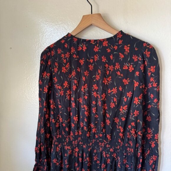 Garnet Hill | Ruffle Crêpe Floral Midi Dress - Picture 7 of 8